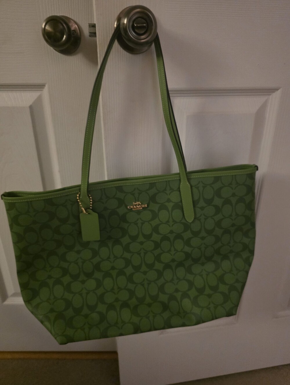 Coach Green Signature Logo Tote